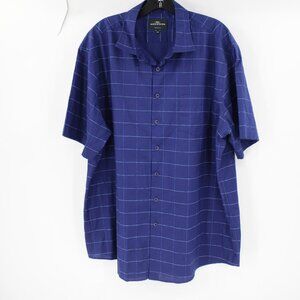 Rodd gunn shirt men's 3XL short sleeve button up plaid blue Sports fit cotton